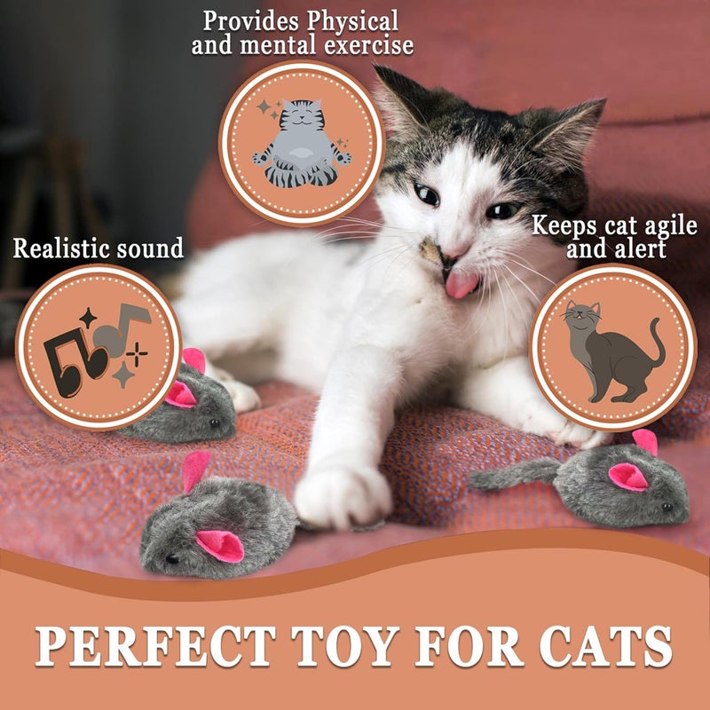 SunGrow Squeaky Plush Mice for Cats, 3 Tug Squeaker Chews for Kittens' Interactive Fun, Hide and Seek Activity, Soft Stuffed Fetch for Ferrets - Image 3